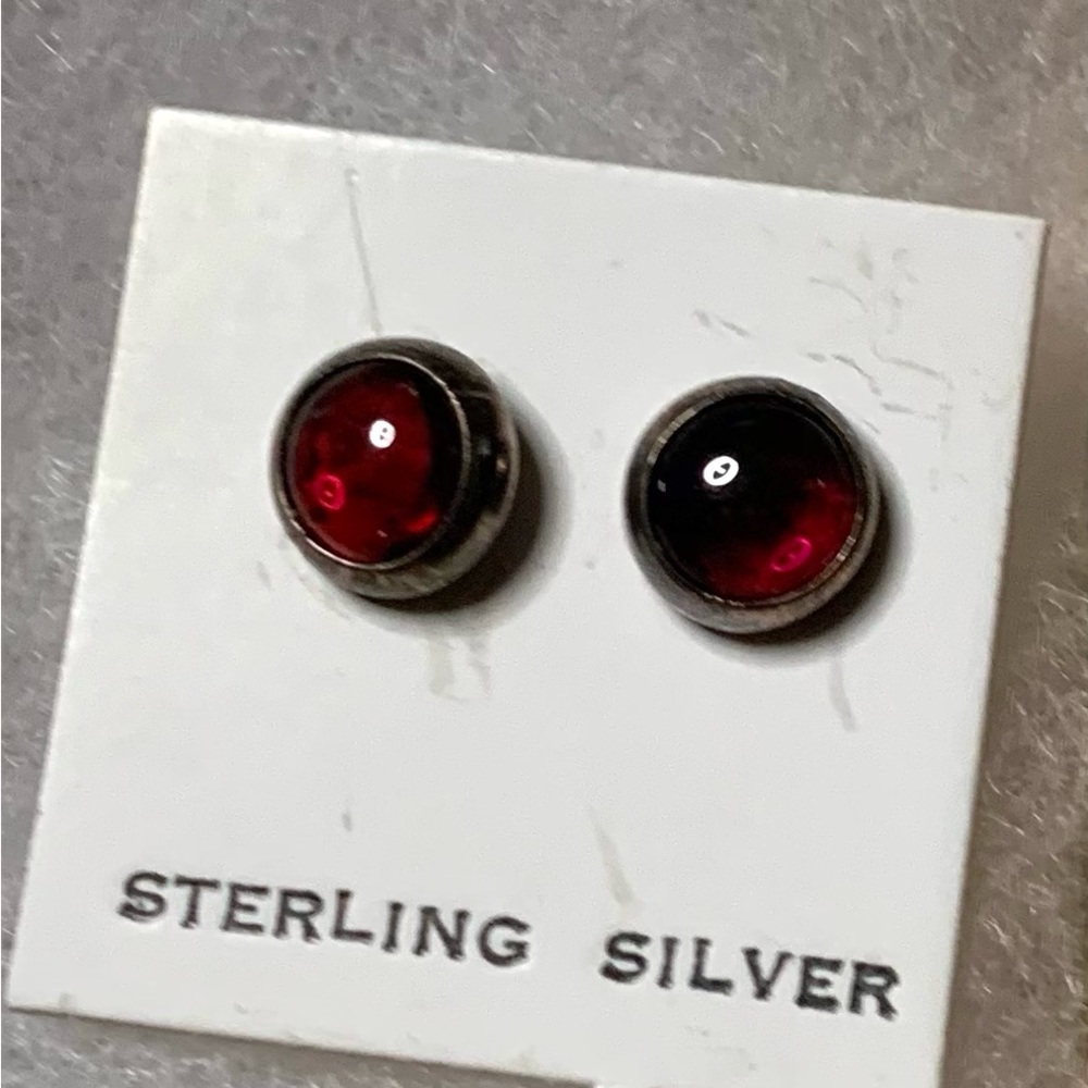 Sterling Silver Red Earrings